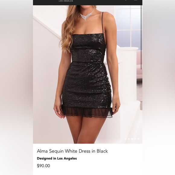 alma sequin white dress in black Lucy In The Sky mini dress